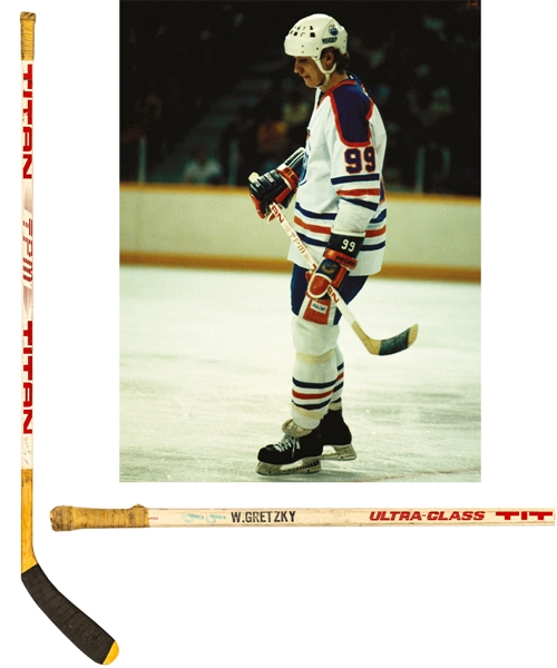 Wayne Gretzkys 1982-83 Edmonton Oilers Signed Titan TPM 2020 Game-Used Stick - Art Ross and Hart Memorial Trophies Season! 