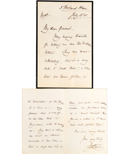 Lord Stanley Pre-1886 Signed Handwritten Letter with LOA - "Fred Stanley" Signature