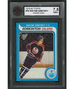 1979-80 Topps Hockey Card #18 HOFer Wayne Gretzky Rookie - Graded KSA 7.5