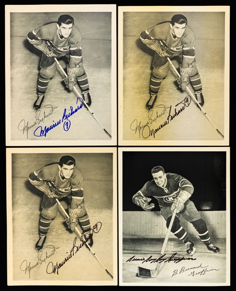 Montreal Canadiens 1945-54 Signed Quaker Oats Photos (61) Including Deceased HOFers Maurice Richard (7 - 2 Variations), Lach (6 - 2 Variations), Geoffrion, Bouchard (4 - 2 Variations) and Others