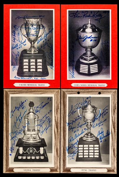 NHL Trophies Multi-Signed 1964-67 Bee Hives Group 3 Photos (2) and Other Multi-Signed NHL Trophies Pictures (5) Including Numerous HOFers