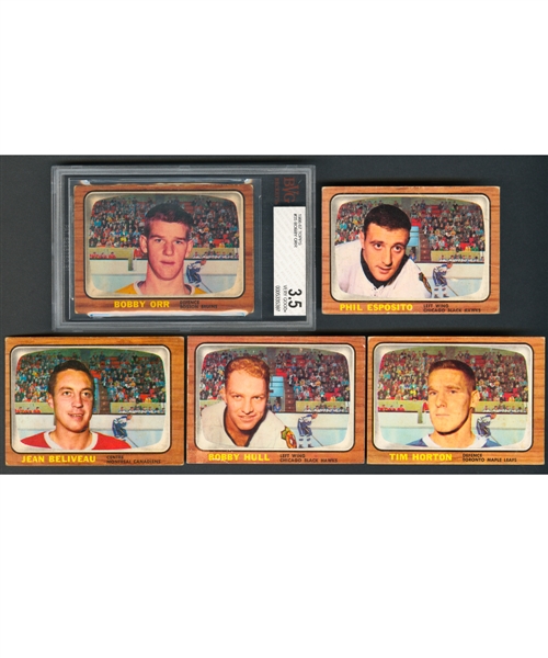 1966-67 Topps Hockey Complete 132-Card Set Including #35 HOFer Bobby Orr Rookie Card - Graded BVG 3.5