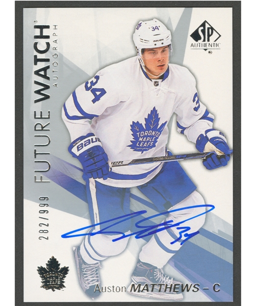 2016-17 Upper Deck SP Authentic Hockey Card #146 Auston Matthews Rookie Future Watch Autograph (282/999)