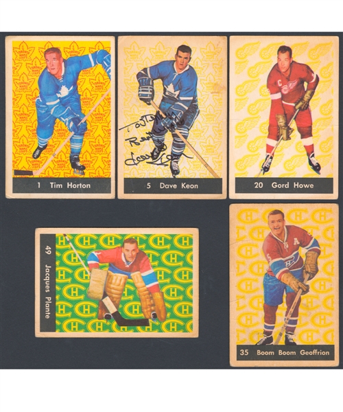 1961-62 Parkhurst Hockey Card Starter Set (37/51) Including Dave Keon Signed Rookie Card and Horton, Howe and Plante Cards