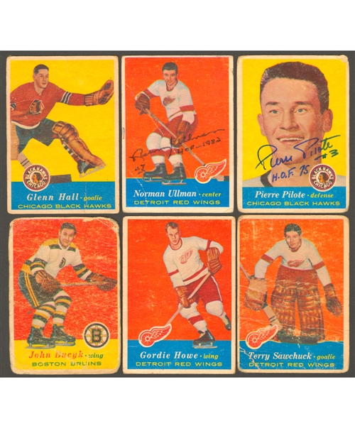1957-58 Topps Hockey Complete 66-Card Set Including Pierre Pilote and Norm Ullman Signed Rookie Cards