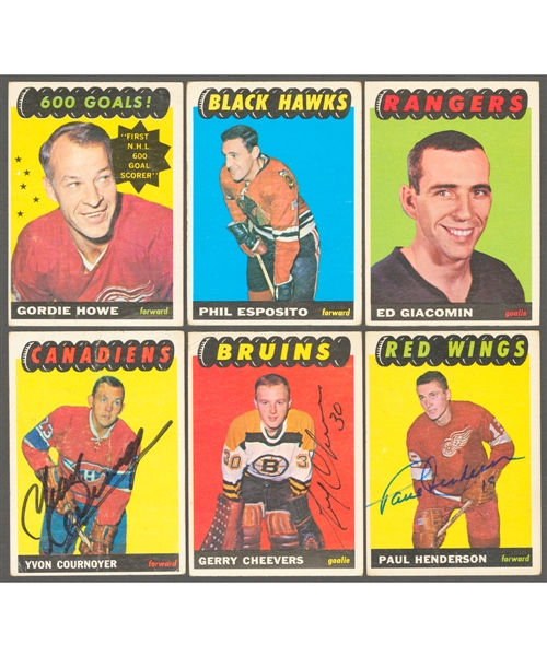 1965-66 Topps Hockey Complete 128-Card Set Featuring Gerry Cheevers, Yvan Cournoyer, Paul Henderson and Dennis Hull Signed Rookie Cards         
