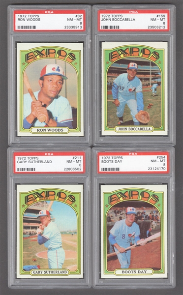 1972 Topps Baseball Collection of Montreal Expos Cards (10) - All Graded PSA 8 NM-MT