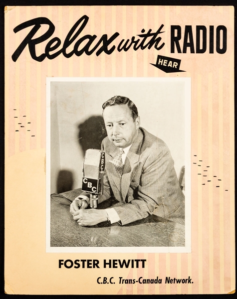 Rare Circa 1950s Foster Hewitt CBC Trans-Canada Network Stand-Up Advertising Display (13” x 16”)