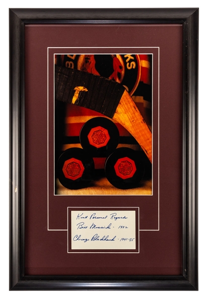 Deceased HOFer Bill Mosienko Chicago Black Hawks Signed Index Card Framed Display (14 ½” x 22”) 