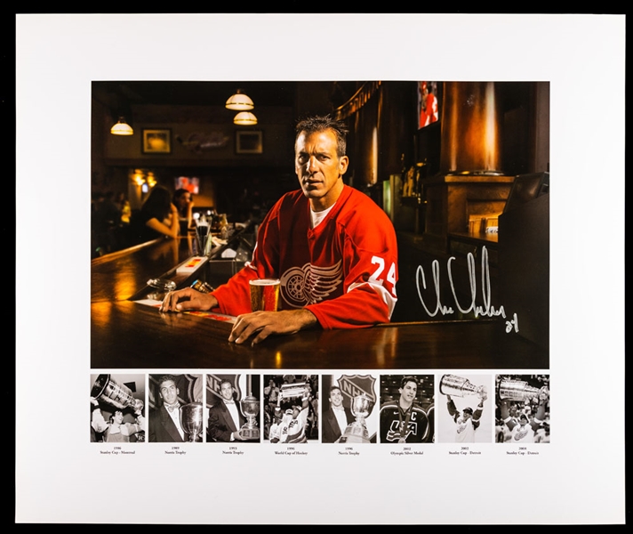 Chris Chelios Detroit Red Wings Career Highlights Signed Print with LOA – Proceeds to Benefit the Ted Lindsay Foundation (20” x 24”)