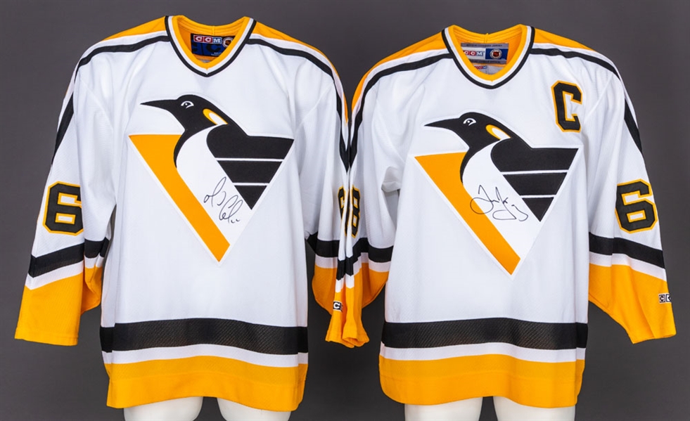 Mario Lemieux and Jaromir Jagr Signed Pittsburgh Penguins Jerseys - JSA Certified