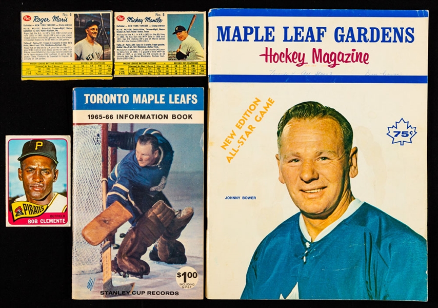 Hockey Memorabilia and Sports/Non-Sports Card Collection Including 1961 Spook Stories Complete 72-Card Set, 1962 Canadian Post Cereal Mantle and Maris Cards and 1968 NHL All-Star Game Program