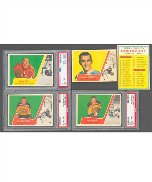 1963-64 Topps Hockey Complete 66-Card Set Including PSA-Graded Card #33 Bobby Hull (EX-MT 6)