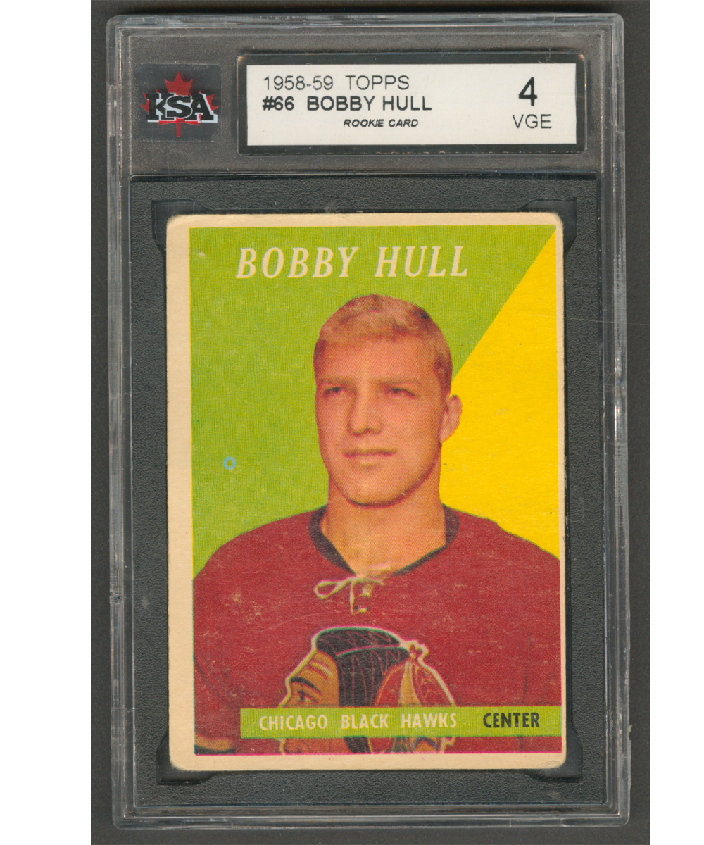 Lot Detail - 1958-59 Topps Hockey Card #66 HOFer Bobby Hull Rookie ...