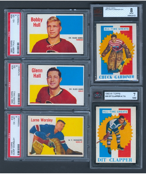 1960-61 Topps Hockey Near Complete Card Set (65/66) Including Graded Cards