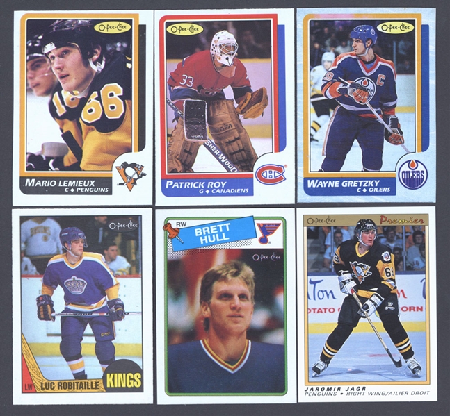 1986-87 to 1990-91 O-Pee-Chee Hockey Sets (5) Including Wrappers and Box Bottom Cards/Panels, 1990-91 O-Pee-Chee Premier Hockey Sets (4) and Various Other Early-1990s Sets/Boxes 