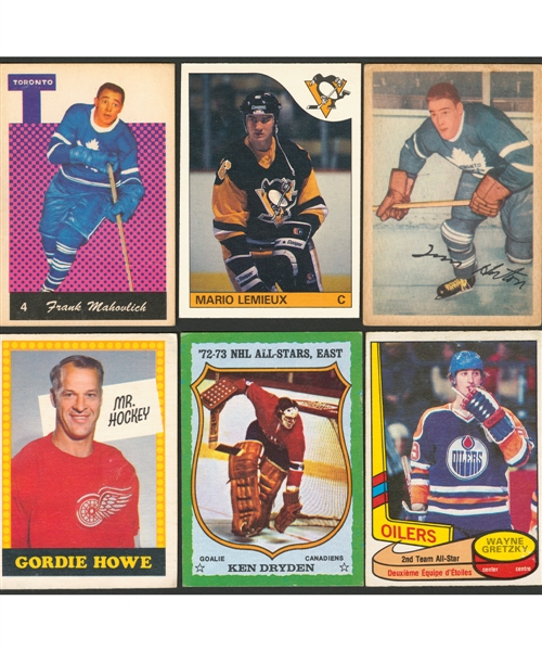 1950s to 1980s Hockey Card Collection (5000+) Including 1953-54 Parkhurst #13 Tim Horton, 1985-86 O-Pee-Chee #9 Mario Lemieux Rookie and Numerous Wayne Gretzky Cards