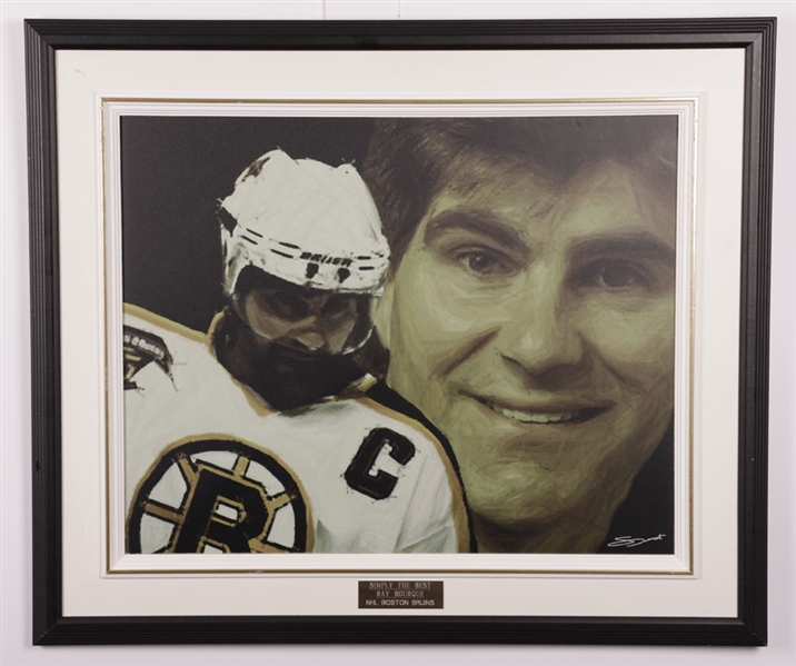 Ray Bourques Boston Bruins "Simply the Best" Framed Original Art with His Signed LOA (22" x 26")