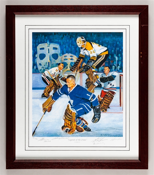 "Legends of the Crease" HOF Goalies Multi-Signed Framed Limited-Edition Lithograph #981/1966 with LOA (20" x 23") 