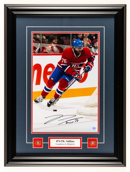 P.K. Subban, Michael Bournival and Louis Leblanc Signed Framed Photo Displays with COAs Plus Subban Montreal Canadiens Reebok Jersey 