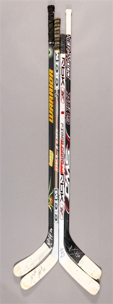 Martin Havlats, Yanic Perreaults and Martin Lapointes (2) Mid-to-Late-2000s Chicago Black Hawks Signed Game-Used Sticks with LOA