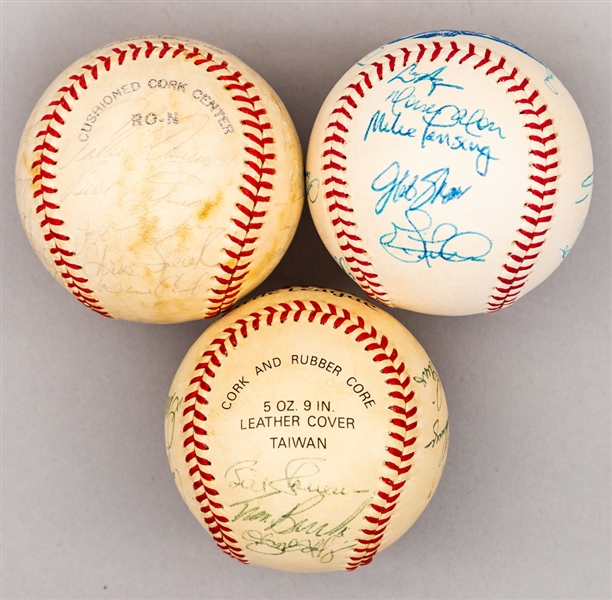 Montreal Expos 1977, 1986 and 1995 Team-Signed/Multi-Signed Balls Plus Patrick Roy Single-Signed Baseball