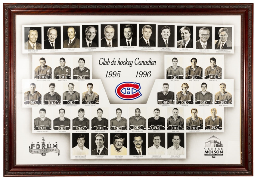 Huge Montreal Canadiens 1995-96 Framed Master Team Photo from the Montreal Forum (46" x 66")