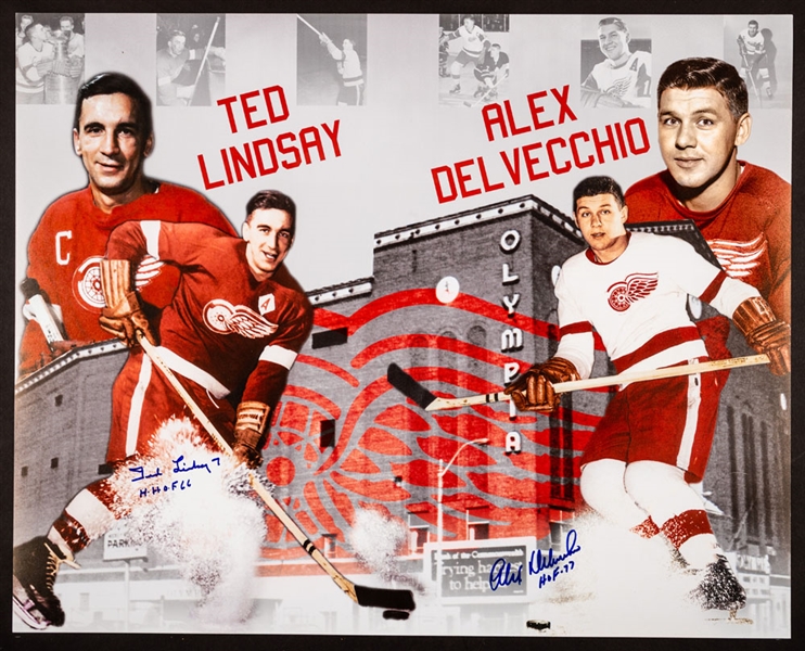 Ted Lindsay and Alex Delvecchio Detroit Red Wings “Motor City’s Finest” Signed Print with LOA – Proceeds to Benefit the Ted Lindsay Foundation (16” x 20”)