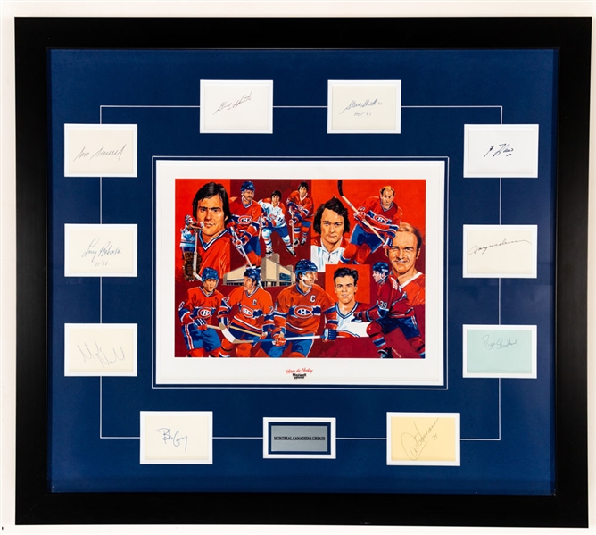 Montreal Canadiens Greats Autographed Framed Montage with 7 HOFers (32" x 36")