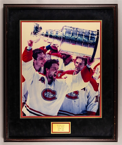 Patrick Roy 1992-93 Montreal Canadiens Stanley Cup Framed Photo Display from the Montreal Canadiens Archives (28 ¼” x 34 1/8”)