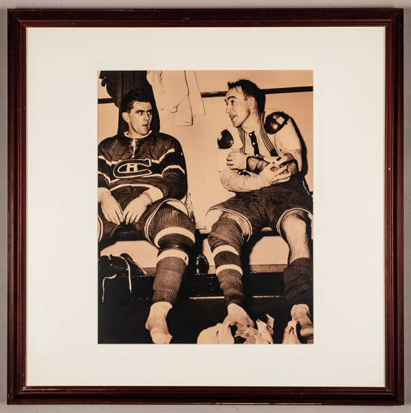 Maurice Richard and Toe Blake Montreal Canadiens Framed Dressing Room Photo Display from the Montreal Canadiens Archives (27 3/8” x 27 3/8”)