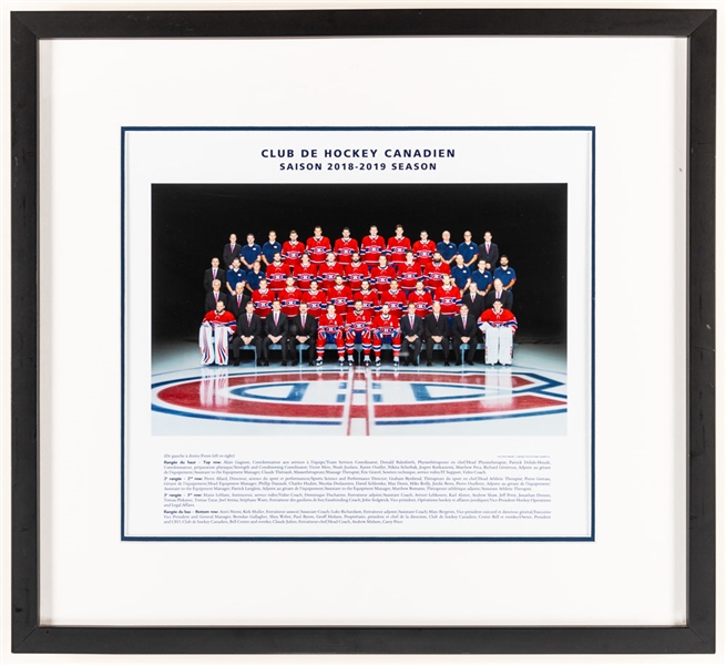Montreal Canadiens 2018-19 Framed Team Photo from the Montreal Canadiens Archives (21 ½” x 23 ½”) 