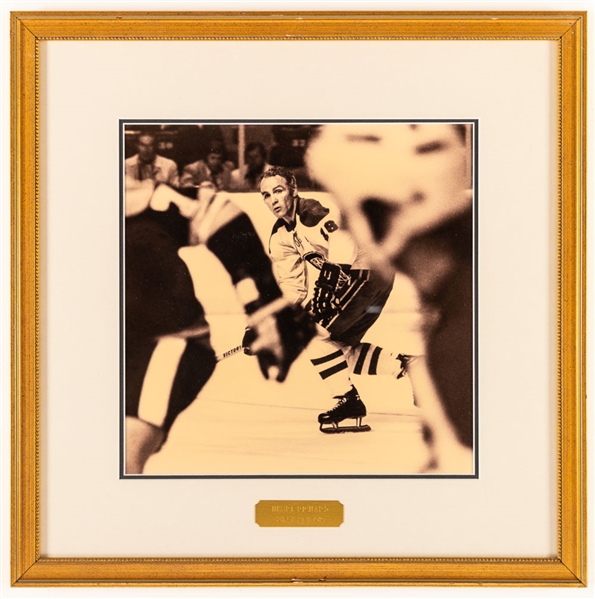 Henri Richard Montreal Canadiens Hockey Hall of Fame Honoured Member Framed Photo Display from the Montreal Canadiens Archives (16" x 16") 