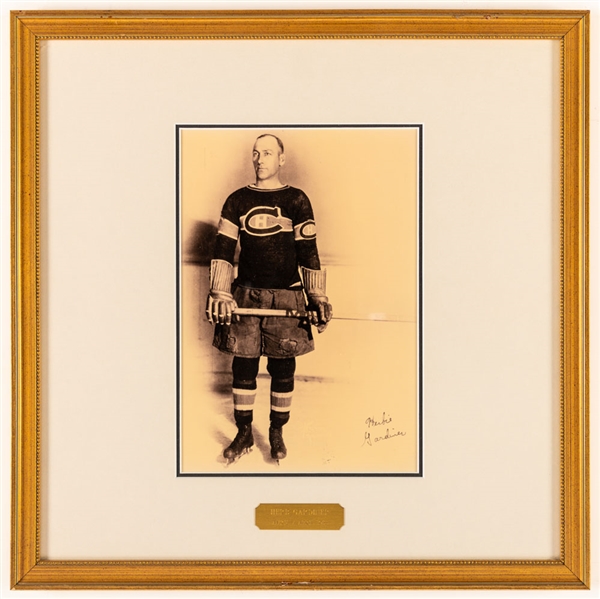 Herb Gardiner Montreal Canadiens Hockey Hall of Fame Honoured Member Framed Photo Display from the Montreal Canadiens Archives (16" x 16")