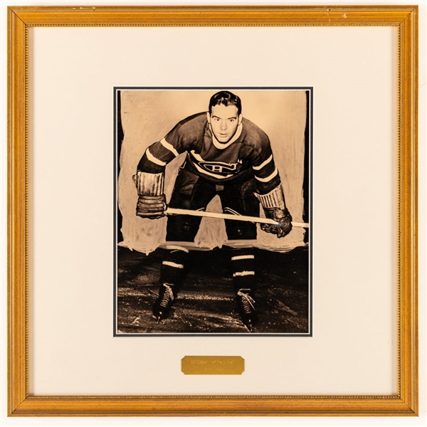 Buddy O’Connor Montreal Canadiens Hockey Hall of Fame Honoured Member Framed Photo Display from the Montreal Canadiens Archives (16" x 16")