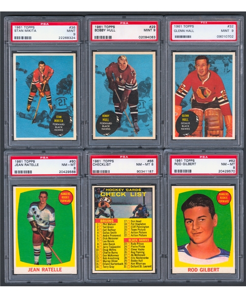 1961-62 Topps Hockey PSA-Graded Complete 66-Card Set - 7th Current Finest and 10th All-Time Finest PSA Set!