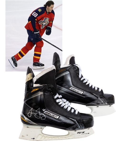 Jaromir Jagrs 2015-16 Florida Panthers Signed Bauer Game-Used Skates - Bill Masterton Trophy Season! - Photo-Matched!