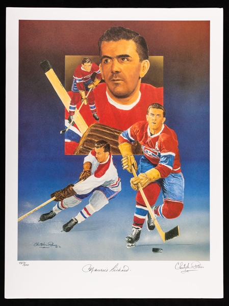 Deceased HOFer Maurice Richard Signed Montreal Canadiens Limited-Edition Lithograph #487/500 with COA (18" x 24")