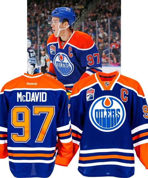 Connor McDavids 2016-17 Edmonton Oilers Game-Worn Pre-Season Captains Jersey with LOA - Rogers Place Inaugural Season Patch! - First NHL Pre-Season Game Wearing the "C" - Photo-Matched!
