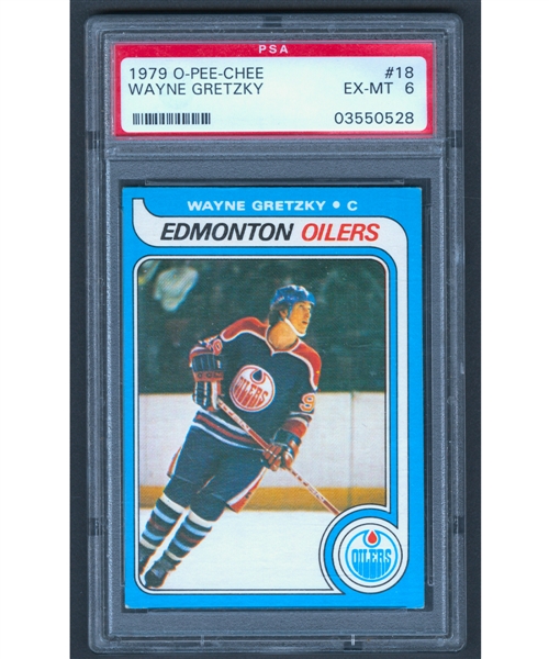 1979-80 O-Pee-Chee Hockey Card #18 HOFer Wayne Gretzky Rookie - Graded PSA 6