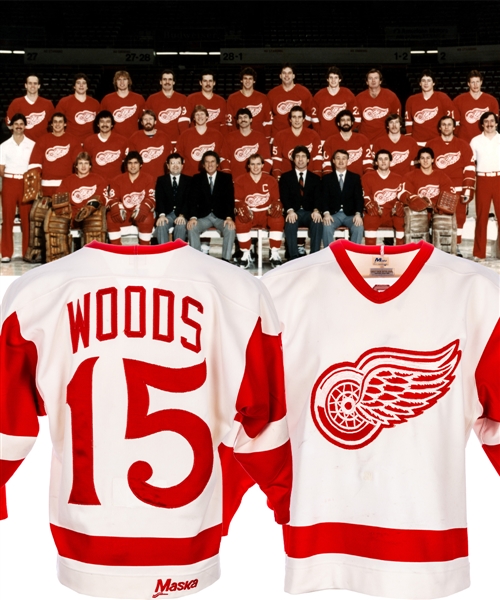 Paul Woods 1982-83 Detroit Red Wings Game-Worn Jersey - Scarce One-Year Style!