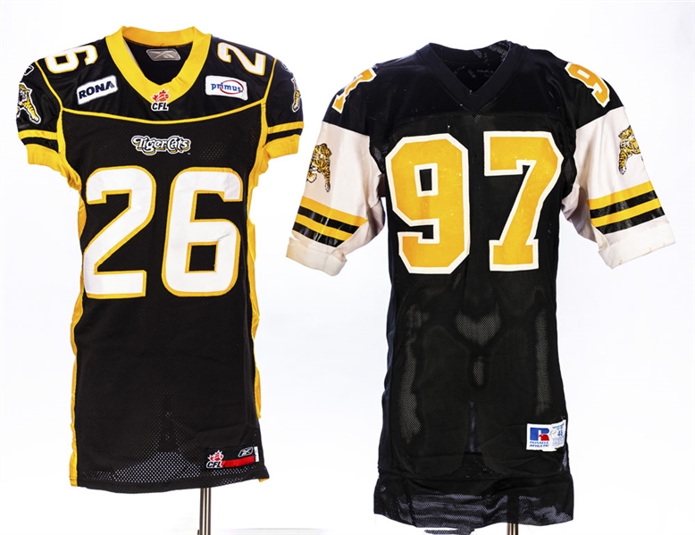 David Loftons 2007 Signed and Michael Jones Circa-1991 Hamilton Tiger-Cats Game-Worn Jerseys 