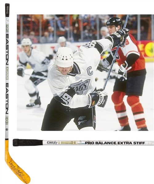 Wayne Gretzkys Early-1990s Los Angeles Kings Signed Easton Aluminum Game-Used Stick