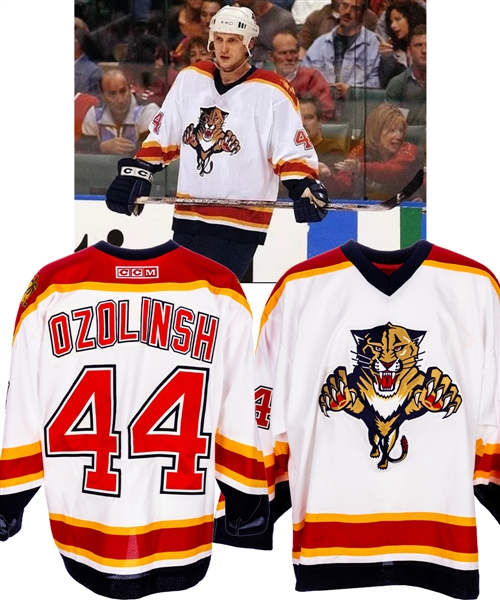 Sandis Ozolinshs 2001-02 Florida Panthers Game-Worn Jersey - His First Panthers Jersey!