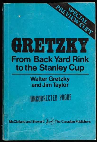 1984 "Gretzky - From Back Yard Rink to the Stanley Cup" Softcover Proof Book