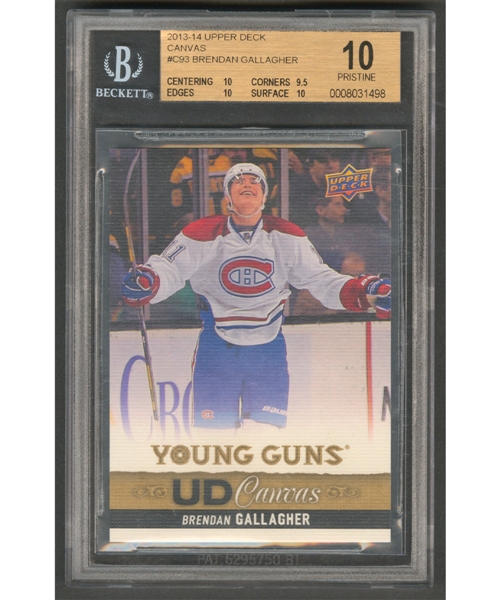 2013-14 Upper Deck Canvas Young Guns Hockey Card #C93 Brendan Gallagher Rookie - Beckett-Graded Pristine 10