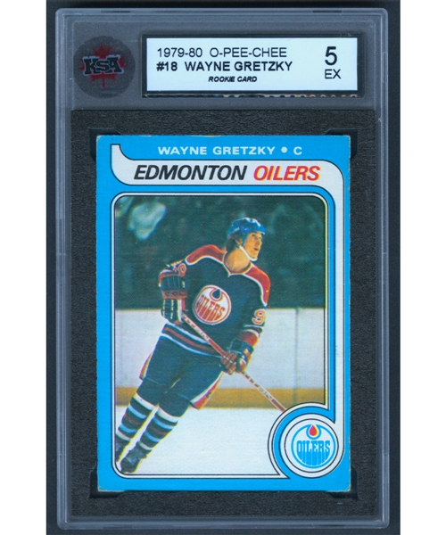 1979-80 O-Pee-Chee Hockey Card #18 HOFer Wayne Gretzky Rookie - Graded KSA 5