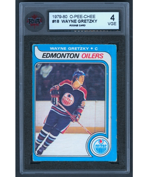 1979-80 O-Pee-Chee Hockey Card #18 HOFer Wayne Gretzky Rookie - Graded KSA 4