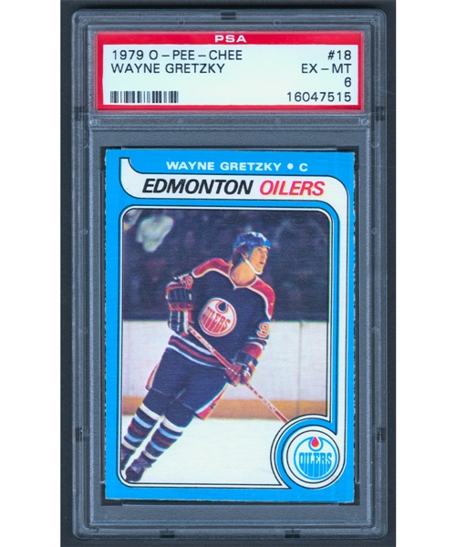 1979-80 O-Pee-Chee Hockey Card #18 HOFer Wayne Gretzky Rookie - Graded PSA 6