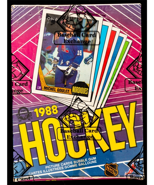 1987-88 O-Pee-Chee Hockey Wax Box (48 Unopened Packs) - BBCE Certified - Robitaille, Oates, Ranford, Tocchet, Hextall, Vernon, Damphousse Rookie Card Year